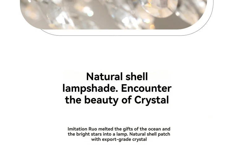 French Luxury LED Pendant Lights Blue White Natural Shell Crystal Chandelier Lamps for Romantic Living Dining Bedroom Home Decor