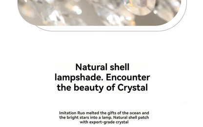 French Luxury LED Pendant Lights Blue White Natural Shell Crystal Chandelier Lamps for Romantic Living Dining Bedroom Home Decor