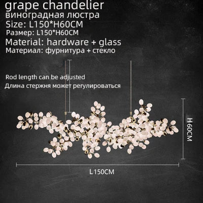 Nordic Luxury Grapes Bunch Hanging Chandelier Lamp for Dining Room Living Room Loft Villa Hotel Hall Decor Pendant Lights