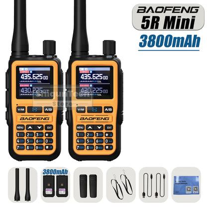 Baofeng UV 5R Mini Walkie Talkie 3800mAh High Capacity Air Band UHF/VHF FM Bluetooth Programming Type-C Camping Radio Upgrade 5R