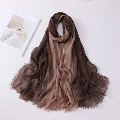 180*90cm Gradient Cotton Linen Women Muslim Hijab Scarf Woman Islamic Arab Shawl Wrap Head Scarves Ready To Wear Headscarf