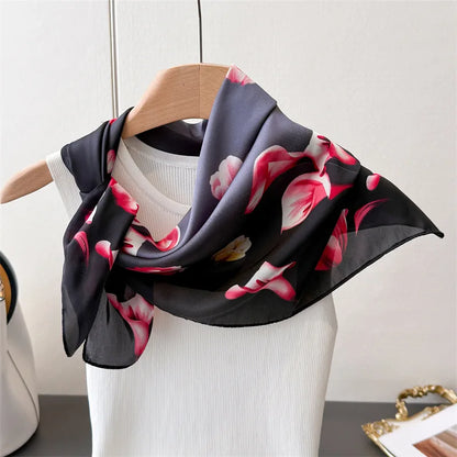 70*70cm Zebra Stripes Print Head Scarf for Women Silk Square Scarves Foulard Bandana Fashion Decorate Hijab Female Neckerchief