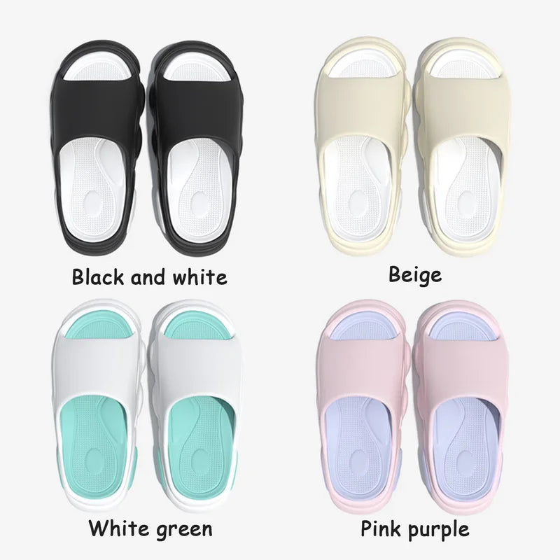Comwarm New Men Summer Slippers Thick Sole House Non-slip Bathroom Shower Slides Outdoor Soft Cloud Fashion Beach Shoe Flip-flop