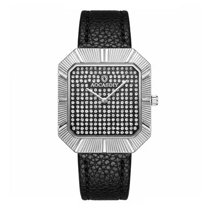 Men's Watch Gold Starry Sky with Diamonds Square Fashion Quartz Watch Waterproof Men's Watch High end Watch