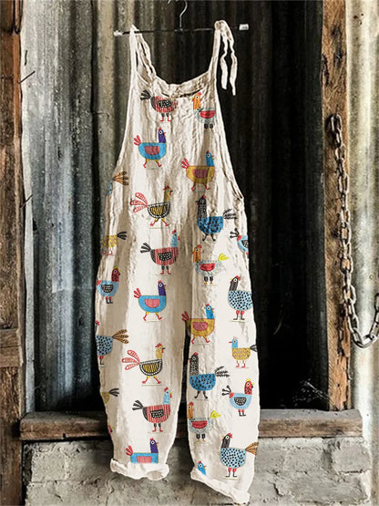 Suspenders Jumpsuits Women Print One Piece Pocket Overalls Sling Long Pants Casual Loose High Waist Rompers Y2k Streetwear 2025