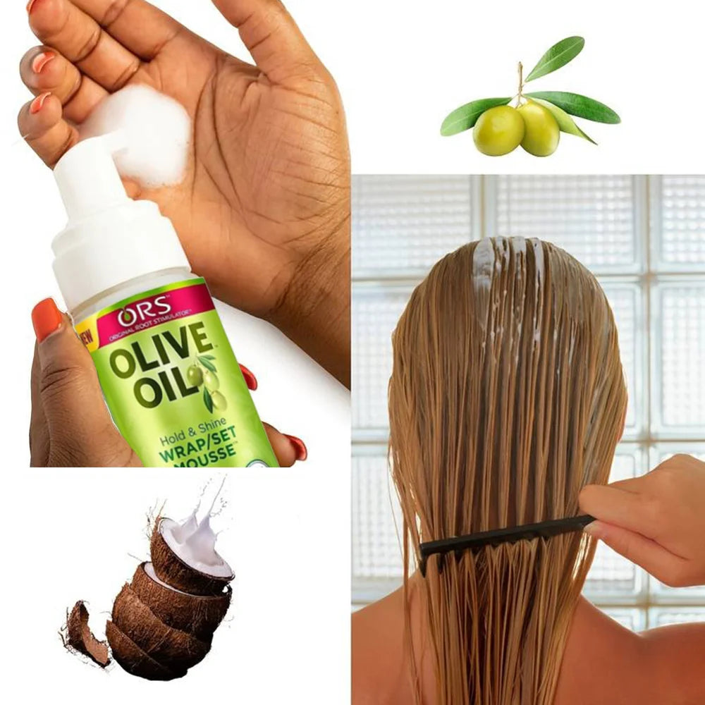 207ML Curly Hair Mousse For Wigs Strong Hold  Olive Oil Hair Styling Mousse Anti-Frizz Hair Foam Mousse For Styling Hair Women