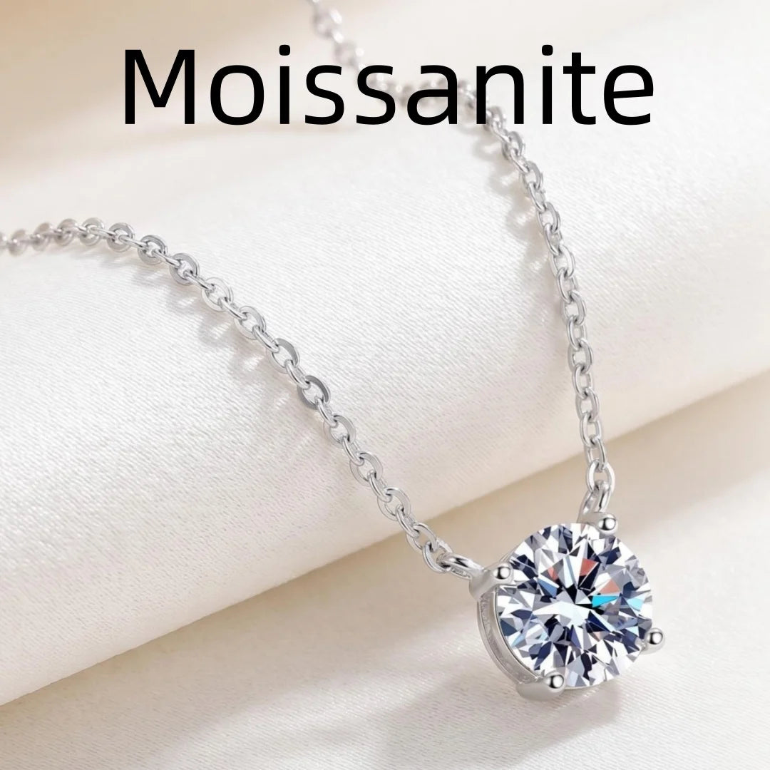 1-3ct Moissanite Necklace for Woman Wedding Fine Jewely with Certificates 925 Sterling Sliver Plated 18k White Gold Necklace