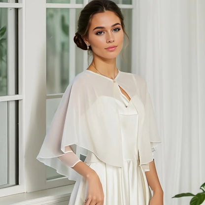 Fashion Sheer Chiffon Capelet Lightweight Design Elegant Style Soft Shawls Wedding Cape Bridesmaid Accessories