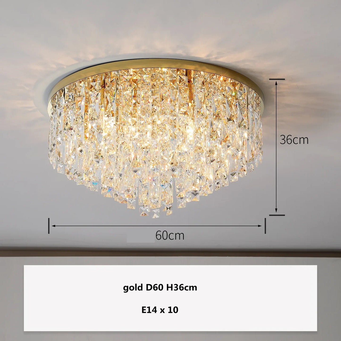 Modern Luxurious Crystal Ceiling Lamp Gold & Silver Color for Living Room Dining Room Bedroom - Elegant Lighting Fixture