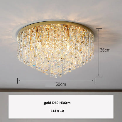 Modern Luxurious Crystal Ceiling Lamp Gold & Silver Color for Living Room Dining Room Bedroom - Elegant Lighting Fixture