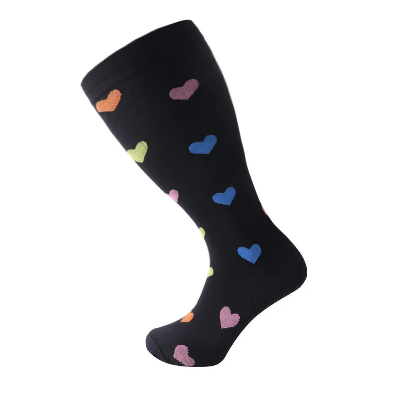 1Pair Plus Size 2XL-7XL New Compression Socks Unisex Wide Calf Knee High Compression Stockings Support for Circulation Nurses