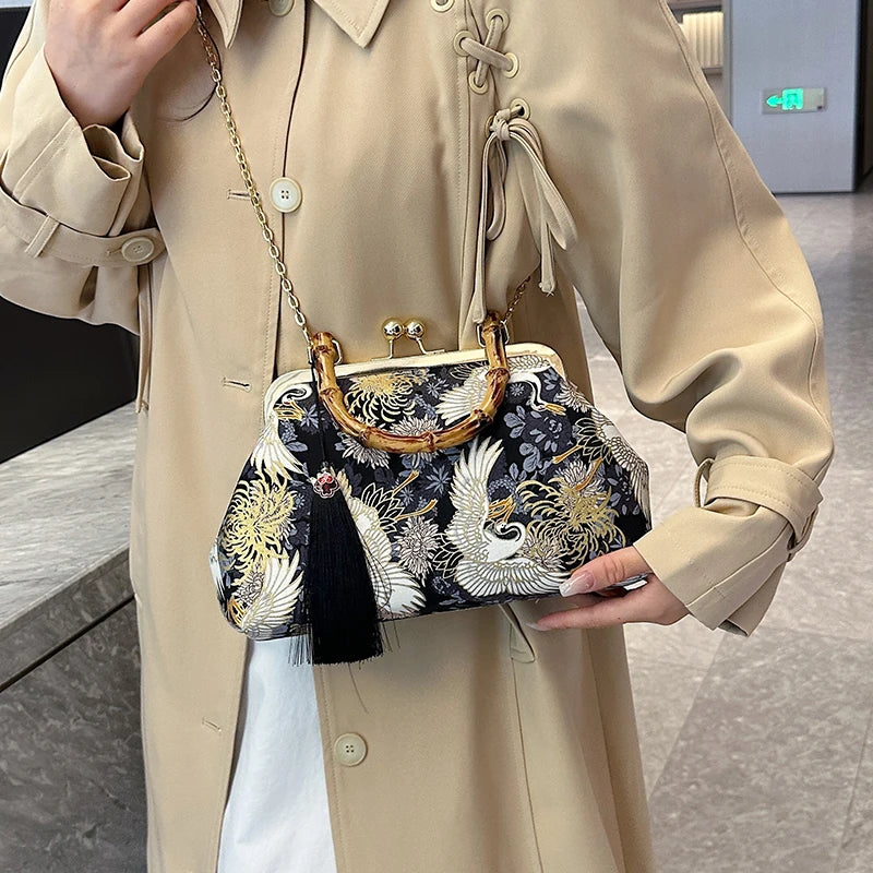 Luxury Evening Clutch Bag For Women Bride Wedding Clutch Purse Chain Shoulder Bags Small Party Handbag Rattan Handle Handle Tote