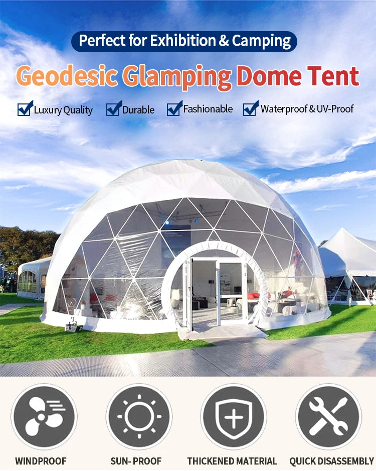 【Best-selling】FEAMONT Roof Pvc Heated Eco Prefab Transparent Geodesic Dome Hotel Glamping Tent House Desert Round Dome Tent For