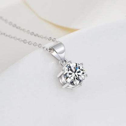 NeeTim 1ct 2ct 4ct Moissanite Necklace For Women 925 Sterling Silver Lab Diamond with Gold Plated Pendant Wedding Party Jewelry