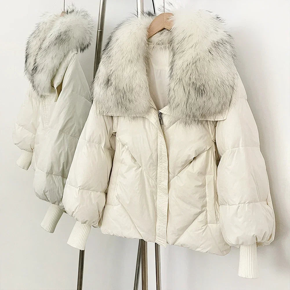 Women's down Jacket Waterproof Lightweight Puffer Jacket with Fur New Coats and Jackets Luxury Padding Reversible Coat with Zip