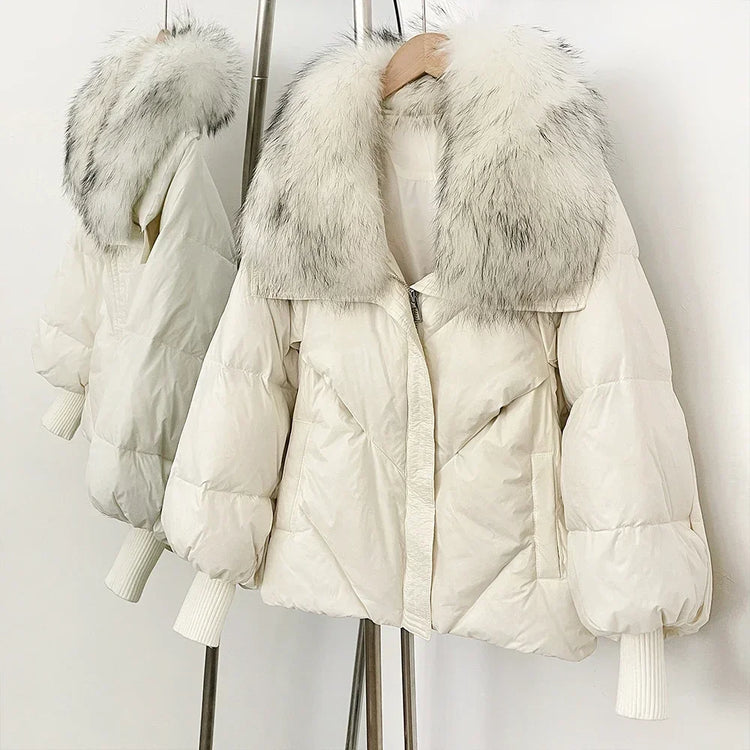 Women's down Jacket Waterproof Lightweight Puffer Jacket with Fur New Coats and Jackets Luxury Padding Reversible Coat with Zip