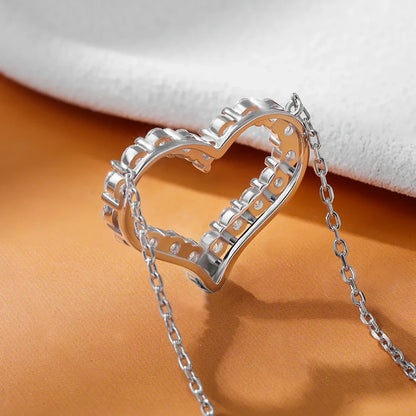 FEOBUR 2ct Moissanite Heart Pendant Necklace for Women 925 Sterling Silver Lab Diamond Neck Chain Girls Birthday Gift Jewelry