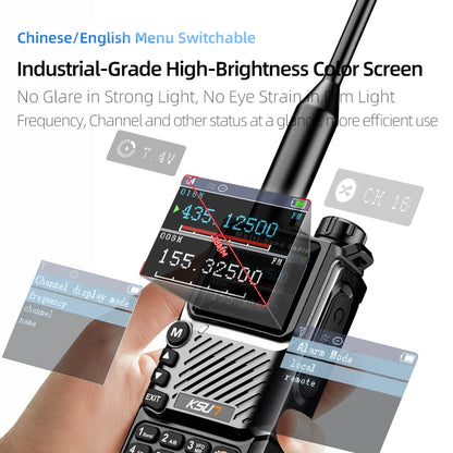 UV60D PLUS 5W Walkie Talkie SOS Alarm NOAA Weather Radio 200CH VHF UHF AM FM Type-C Two Way Radio for EU Outdoor