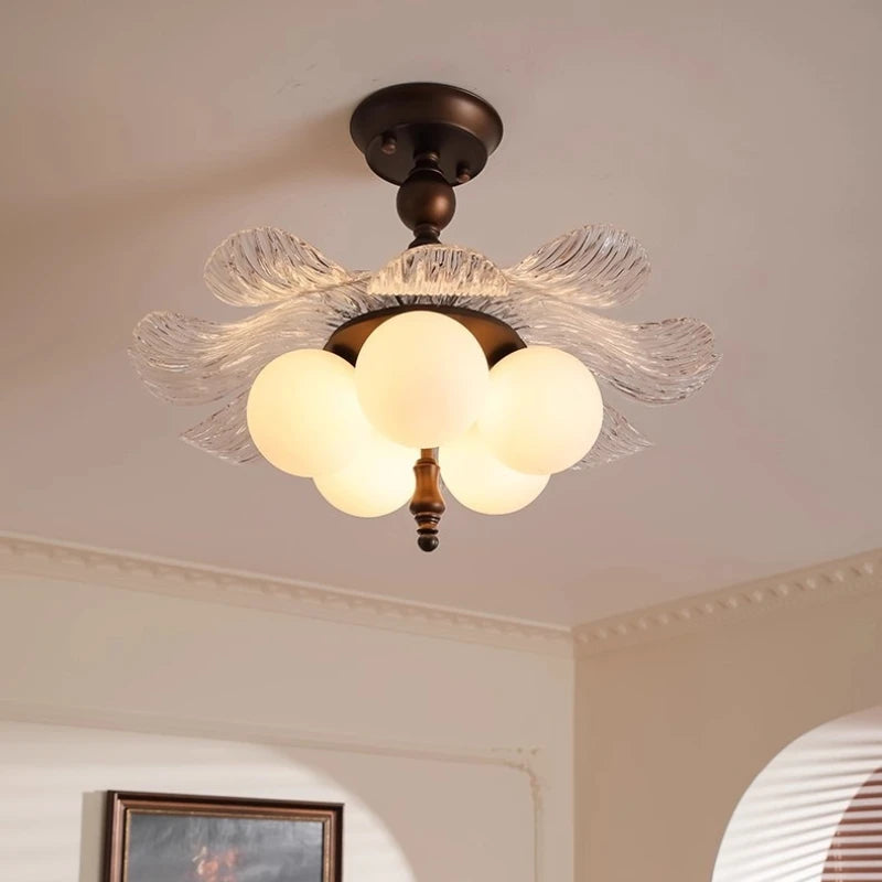French Ceiling Lamp American Retro Bedroom Chandelier Lights Study Room Master Bedroom Lamp Suspension Luminaire