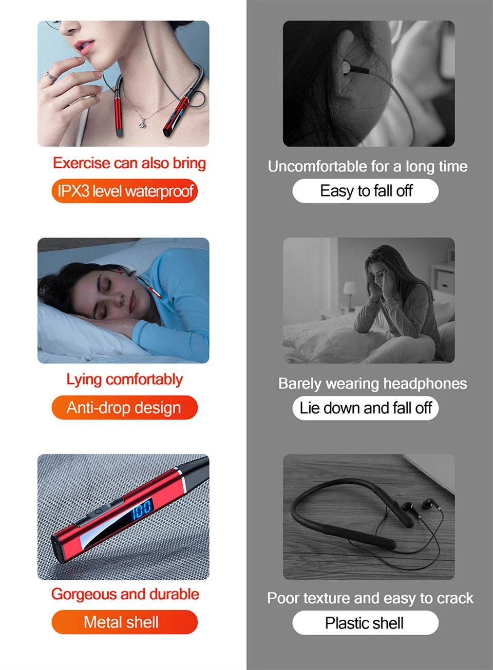 EARDECO Original Bluetooth Headphone 5.1 Earphones Neckband Wireless Headphones HIFI Sound Magnetic Headset Sports Bass Stereo