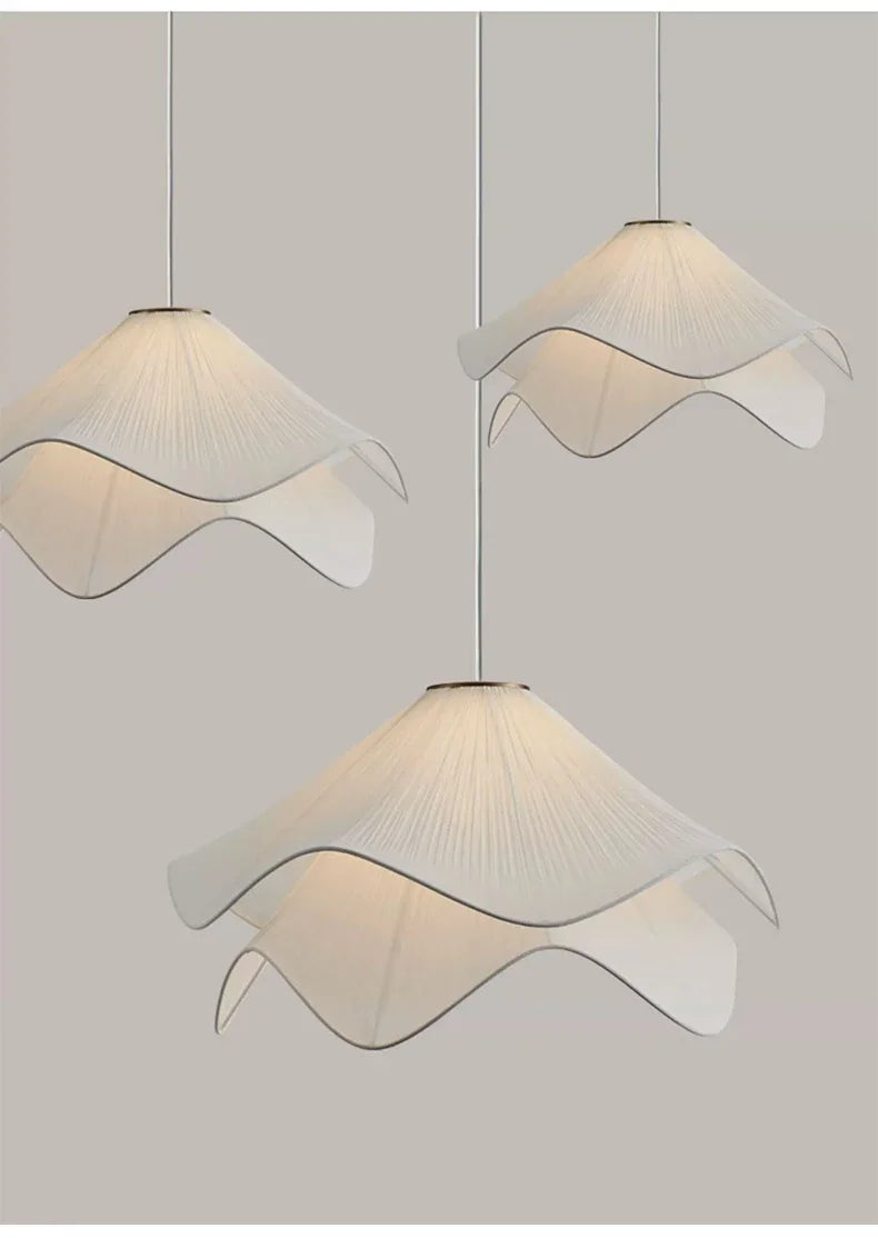 Nordic Minimalist Wabi Sabi Creamy Wind Fabric Chandelier Living Dining Room Bedroom Pendant Lights Home Hanging Lamp Fixture
