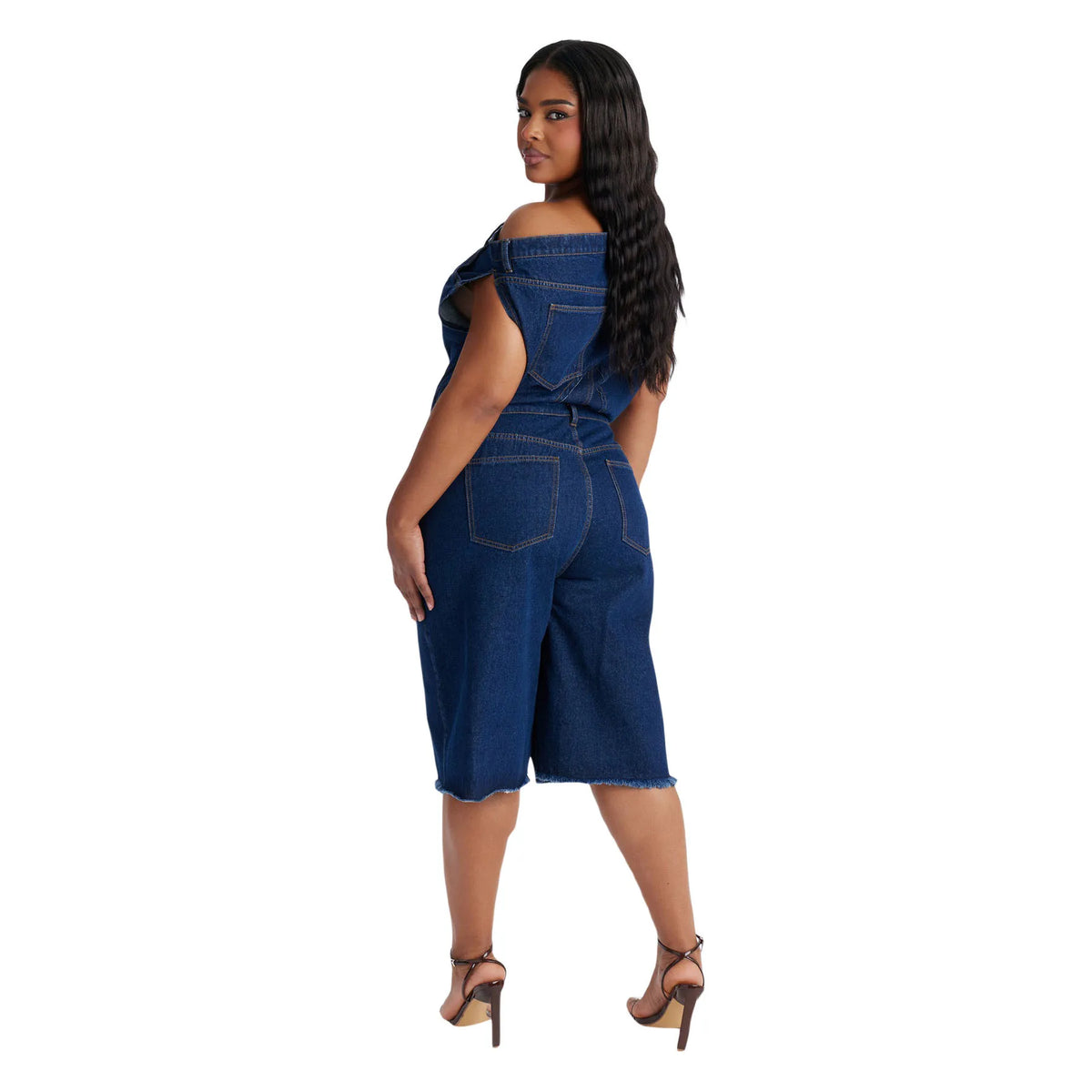 Jumpsuits Women Denim One Piece Short Sleeve Overalls Knee Length Pants Tight Waist Rompers Y2k Streetwear Slash Neck 2026