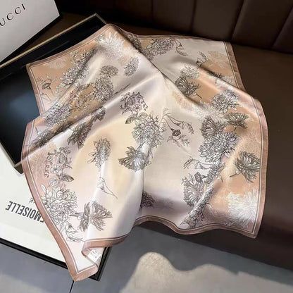 Women's Silk Scarf Bandana Luxury Square Scarf, 70CM Size, Fashion Scarf, Headscarf, Shawl, Headband, Ribbon