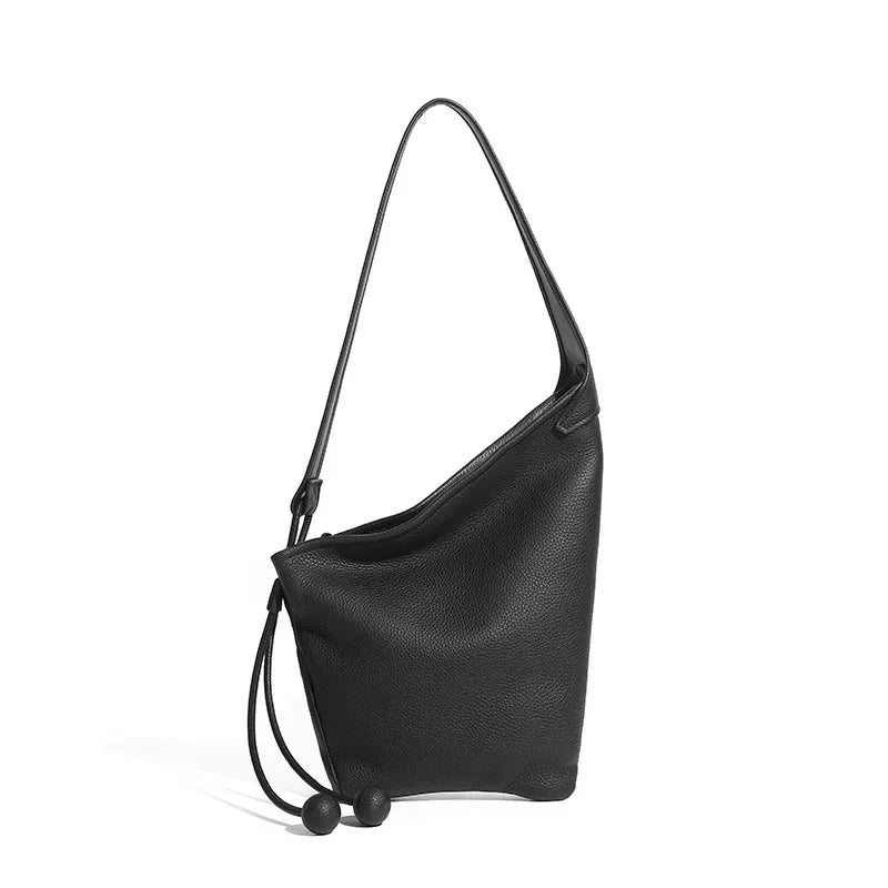 Women's Genuine Grade Cow Leather Handbags Luxury Designer Ladeis Shoulder Crossbody Bucket Bags for Woman Cowhide Underarm Bag