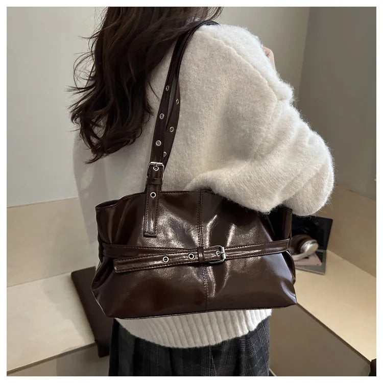 Winter Style Women's Retro Minimalist Tote Shoulder Bag 2025 Autumn Large Capacity Commuting Top-Handle Hand Bags for Women