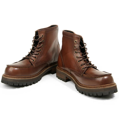 Vintage Work Boots Men's Winter High-top Leather Boots Men Mid-top Short Boots
