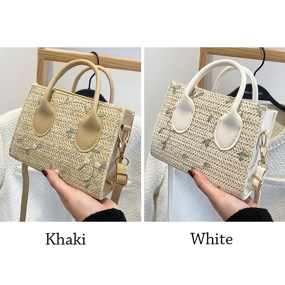 Fashion Women Summer Straw Bag Girls Shoulder Bags Casual Handbag Solid Color Crossbody Bags