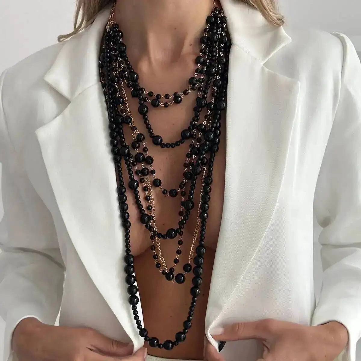 KunJoe Luxury Multilayer Imitation Pearl Long Tassel Necklace for Women Bridal Elegant Pendant Sweater Chain Wedding Jewelry New