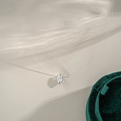 EWYA GRA Certified 1CT Marquise Cut Moissanite Pendant Necklace for Woman 925 Silver Fishing Line Water Drop Diamond Necklaces
