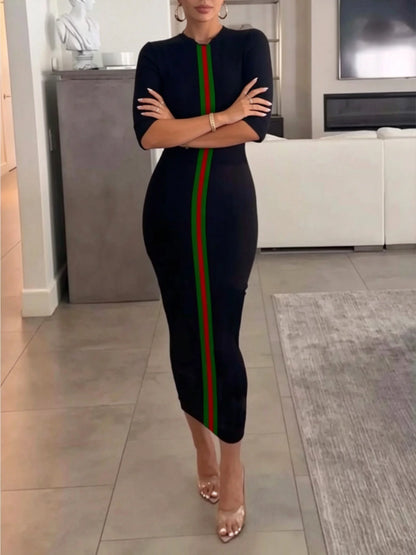 Slim Fit mid Sleeve Hip Hugging mid Length Dress for Women Commuter Slimming Temperament Workwear