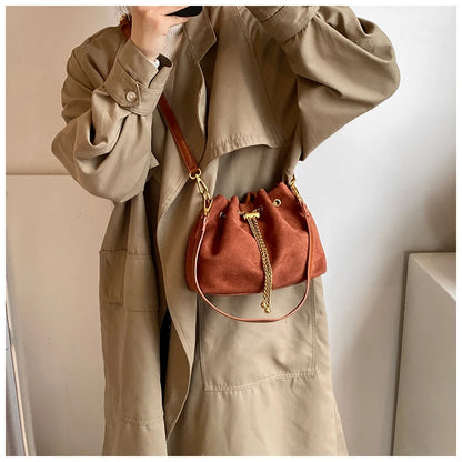 2026 Soft Commuting Crossbody Bags Faux Suede Sewing Hot Sale Bags for WomenThread Solid Color String Women's Handbags