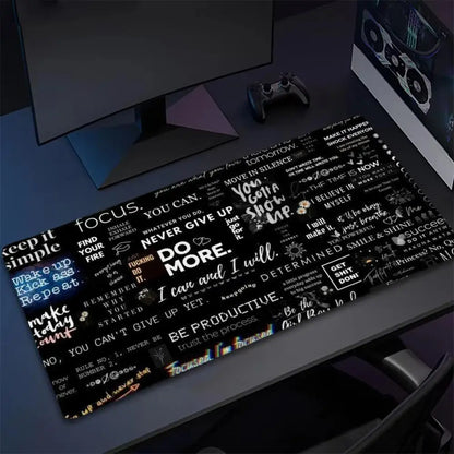 XXL 900*400 Black Motivational Quotes Mouse Pad,Non Slip Lock Edge Rubber Base Mousepad for Gaming Office Keyboard Desktop Use