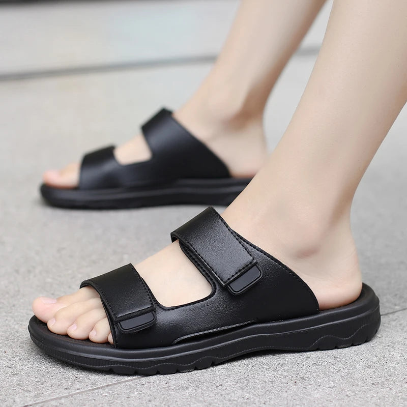 Men Slippers Shoes Solid Color Slip On Casual Beach Slides Mens Thick Sole Anti Slip Shoes for Men 2024 Summer Fashion Sandals