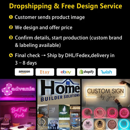 Custom LED Sign Gold Metal Logo Illuminated Letters Business Store Large Logo Signage for Office Dental Beauty Brand Name