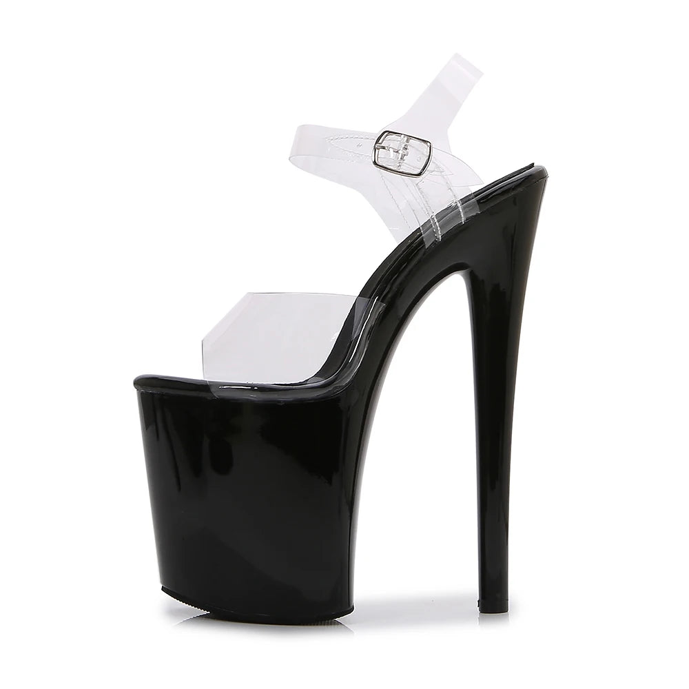 20CM Luxury Designer Women Sandals Transparent Upper Light Pink Platform Pole Dance Shoes Stripper High Heels Open Toe Shoes