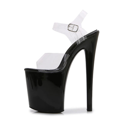 20CM Luxury Designer Women Sandals Transparent Upper Light Pink Platform Pole Dance Shoes Stripper High Heels Open Toe Shoes