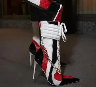 Fashion Leather Pointed Toe Zip Boots Women Design Sexy Stiletto High Heel Knee High Boots Lady Shoes Party Fall Luxury