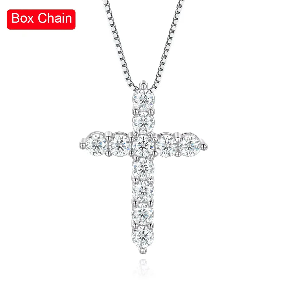 Serenity 3mm 4mm 5mm Black Moissanite Cross Pendant Necklace For Women Men 100% S925 Sterling Silver Jesus Neck Chain Plated 18K