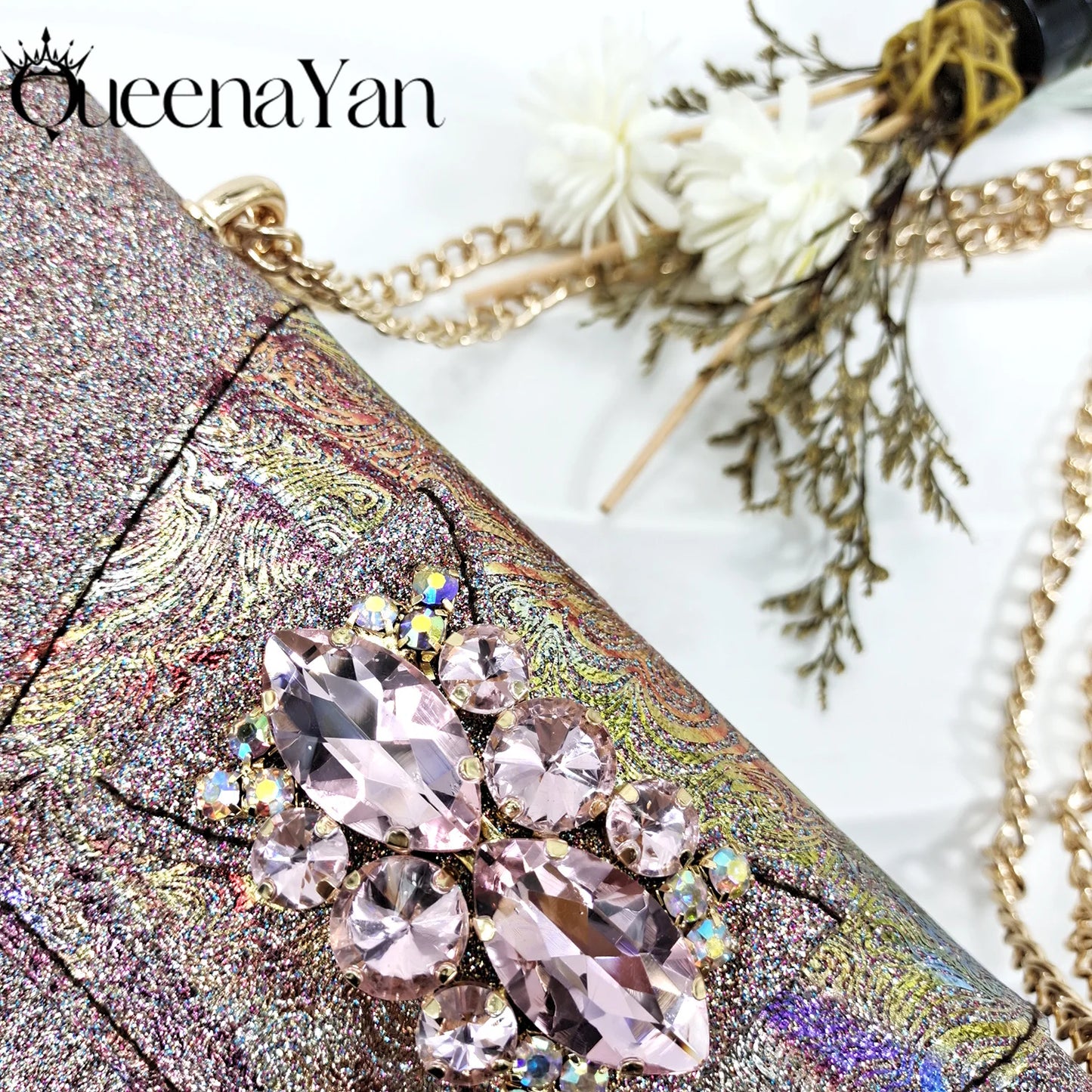 Banquet  Women's Shoes And Bag Light and Comfortable Shoes Rhinestones Embellished with The Same Fine Handbag Low Heel Shoes