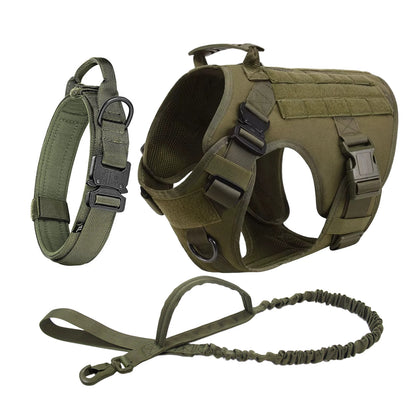 Dog Harness Collar Leash Molle Pouches For Medium Large Dogs Pet German Shepherd Training Walking Vest Tactical Dog Harnesses