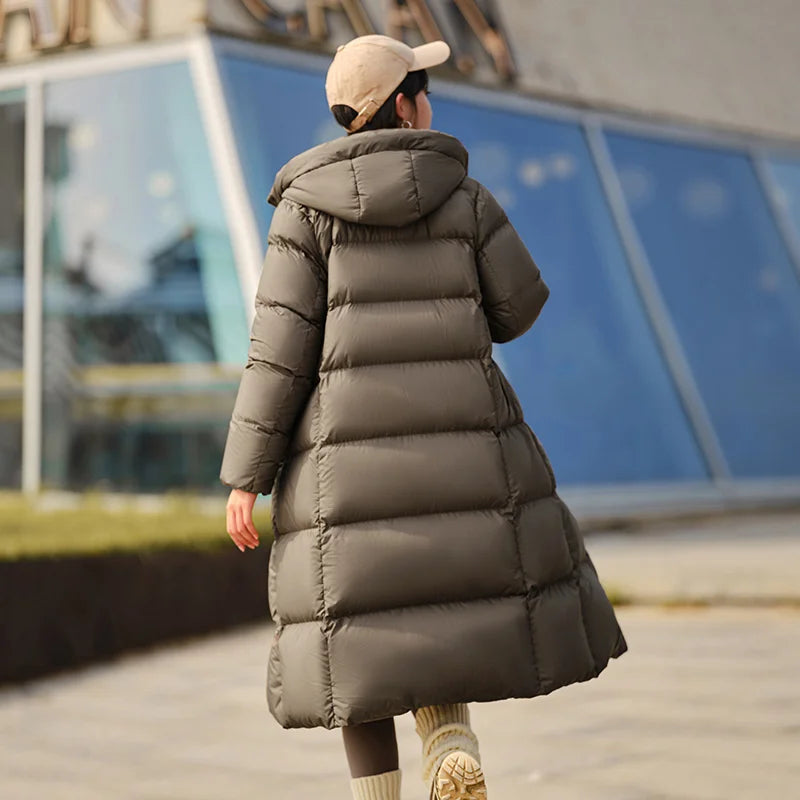 Semir Down Jacket Women Long Length Waterproof Coat 2026 Fashion Winter New Loose Hooded Coat Simple Down Jacket Woman