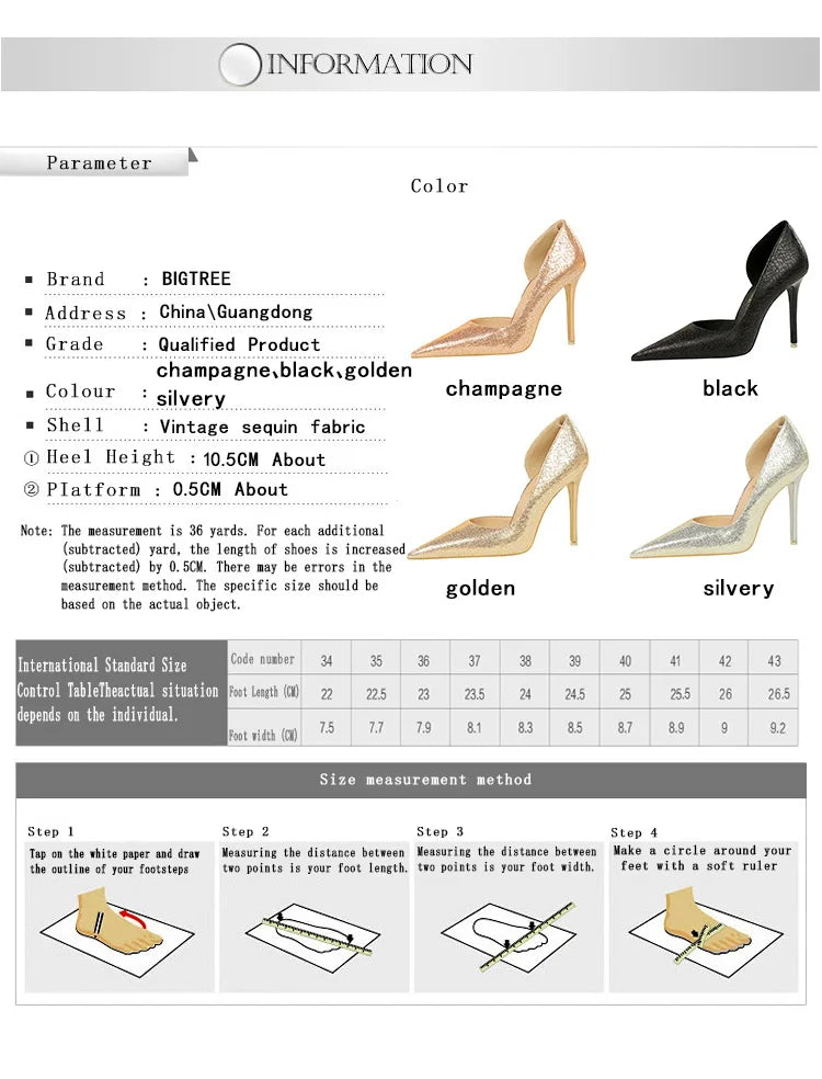 BIGTREE Shoes Sequin Cloth Women Pumps Fashion Wedding Shoes Luxury High Heels Women Shoes Stilettos Heels Sexy Party Shoes 2026