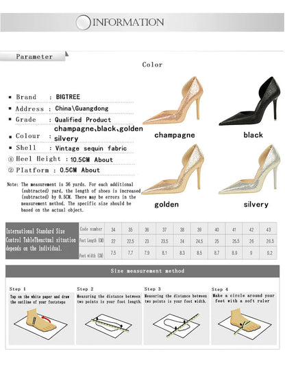 BIGTREE Shoes Sequin Cloth Women Pumps Fashion Wedding Shoes Luxury High Heels Women Shoes Stilettos Heels Sexy Party Shoes 2026