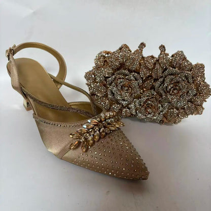 Insightlink Elegant Italian Design Pink Butterfly Shoes and Bag Set for Women - Perfect for Parties and Weddings