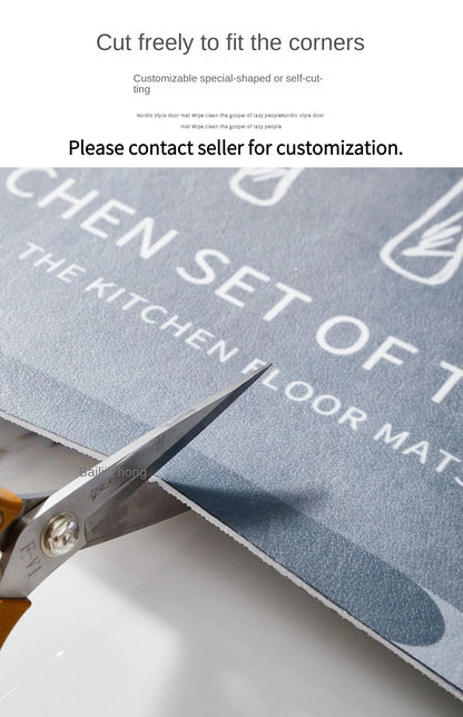 Modern Minimalist Balcony Washable Carpet Large Area Non-slip Floor Mat Anti-oil Anti-fouling Kitchen Rugs Home Pvc Leather Rug