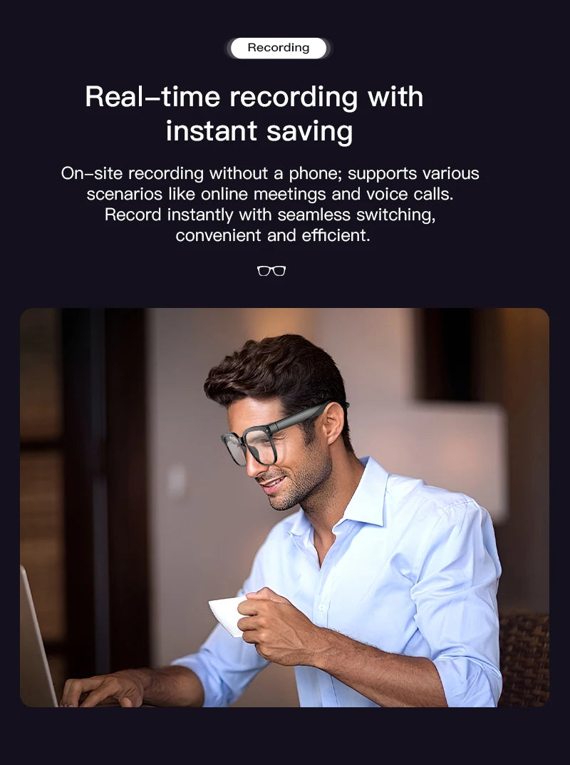 SENBONO NEW Smart Glasses with  800W Piexl Camera AI Translator Sunglasses Bluetooth Call Take Video Smart Glasses for Men Women